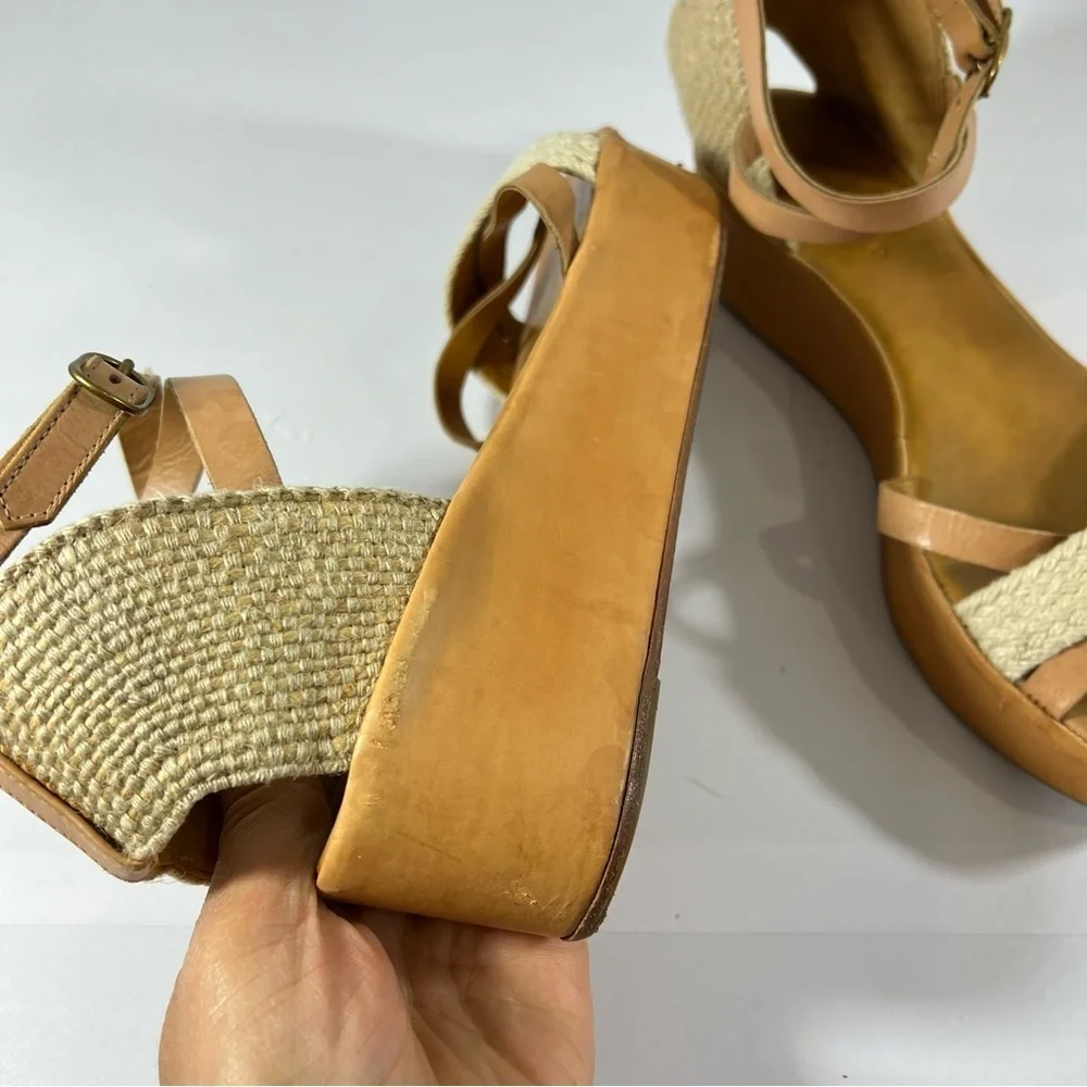 Coclico Women’s Platform Wedge  sandals Ankle Strap Brown Size EU38‎ (US7.5)
